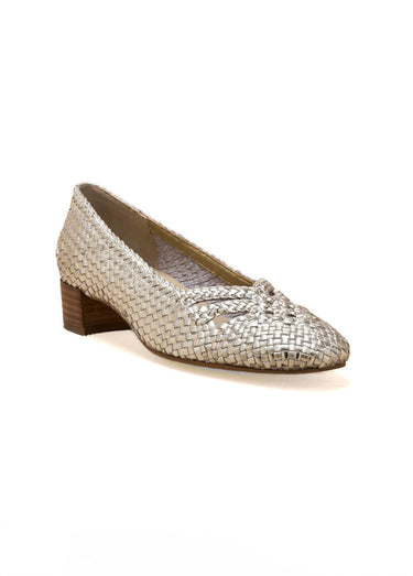 Escarpins cuir tressé largeur confort Dore