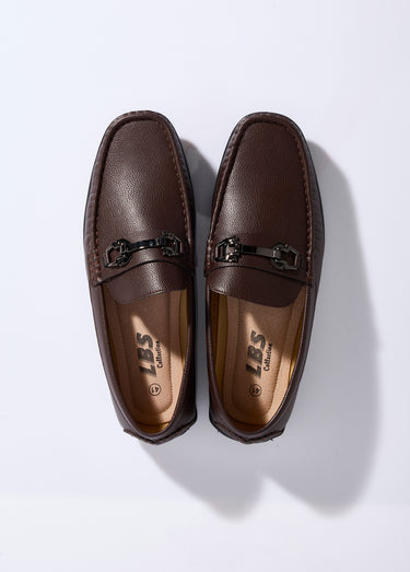 Mocassins aspect grainé, doublés cuir Marron