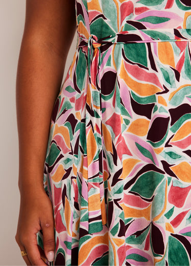 Robe droite courte imprimée Vert/Rose