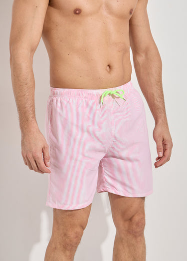 Short de bain à rayures fines Raye Rouge