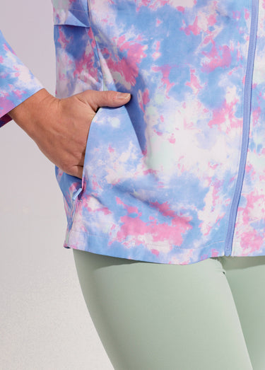 Veste coupe-vent zippée à capuche Bleu/Rose