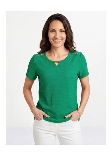 T-shirt court dentelle Vert