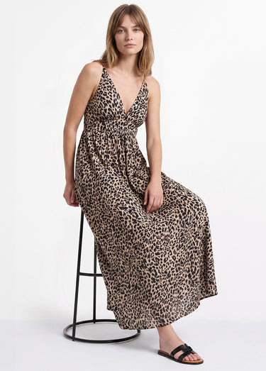 Robe longue sans manches, motif léopard Leopard