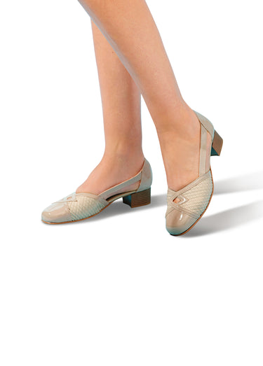 Escarpins cuir largeur confort pieds sensibles Beige