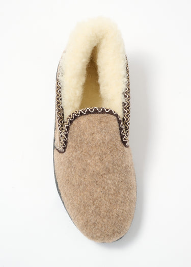 Chaussons montants chauds fourrés laine Camel