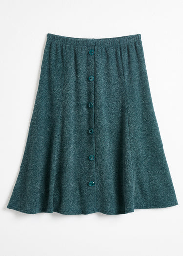 Jupe mi longue évasée maille chaude unie Vert