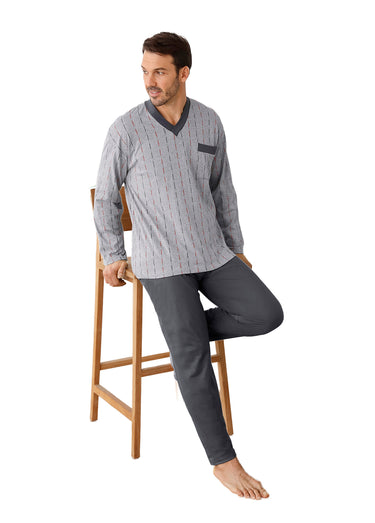 Pyjama manches longues coton Chine Gris