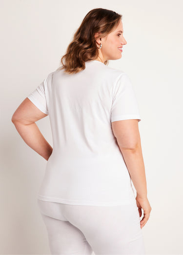 T-shirt court brodé manches courtes Blanc