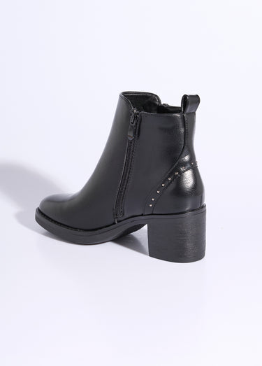 Boots zippées à talon détails cloutés Noir
