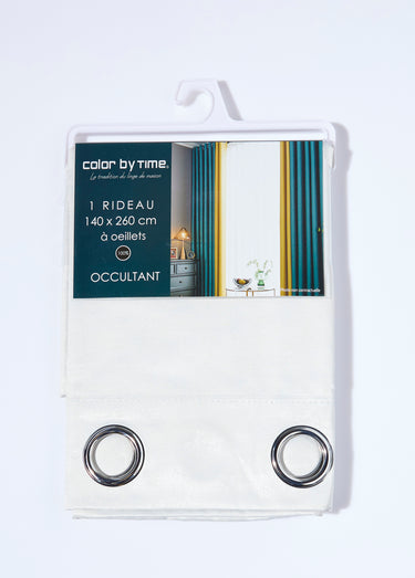 Rideau occultant faux uni 1 panneau œillets Blanc Casse