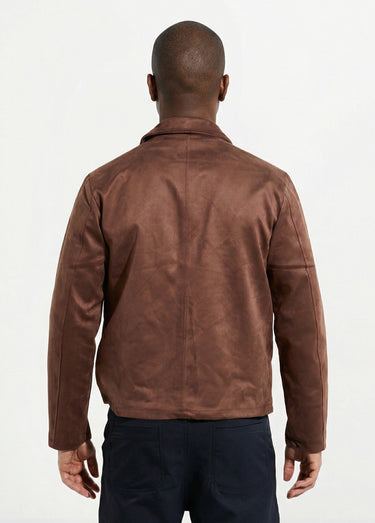 Blouson court zippé en suédine Marron