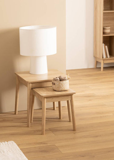 Tables gigognes rectangle, décor bois Beige