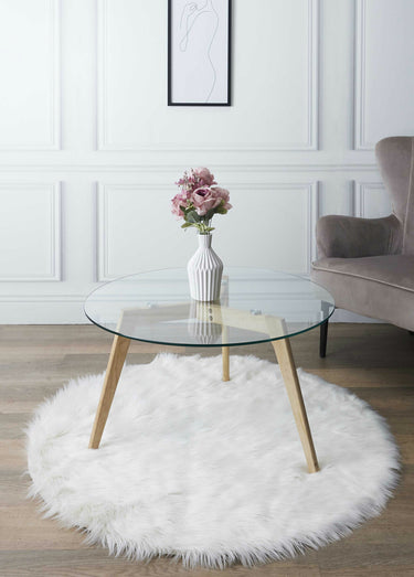 Table basse ronde avec plateau en verre Transparent / Marron