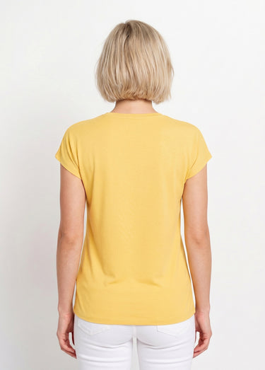 T-shirt court extensible dentelle Jaune