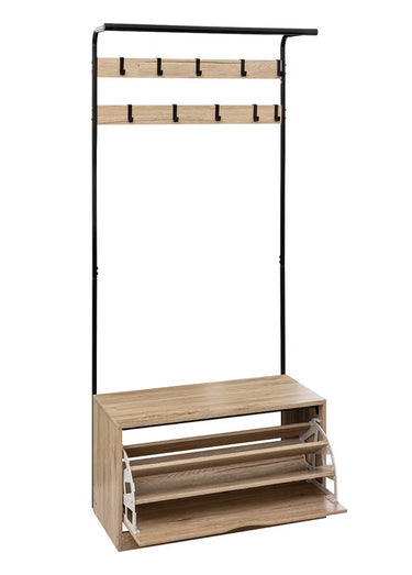 Meuble 3 en 1 vestiaire + chaussures Noir / Bois