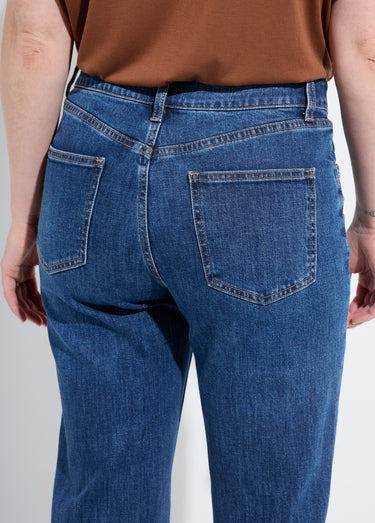 Jean droit 5 poches, spécial PETITE Denim Fonce