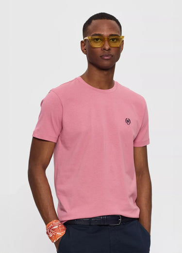 T-shirt col rond essentiel, logo poitrine Rose