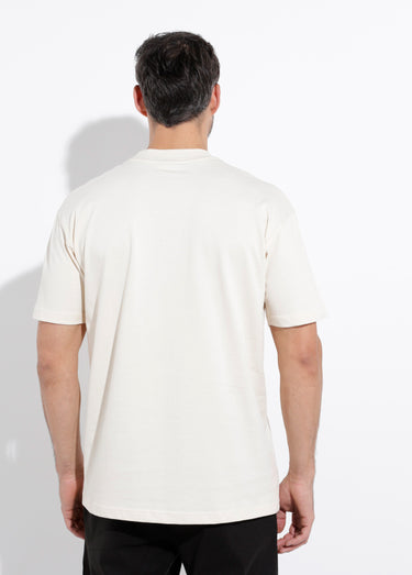 T-shirt col rond en coton épais Beige