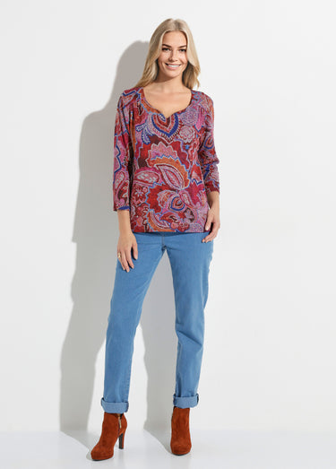 T-shirt court manches 3/4 imprimé façon cachemire Imprime/Rose