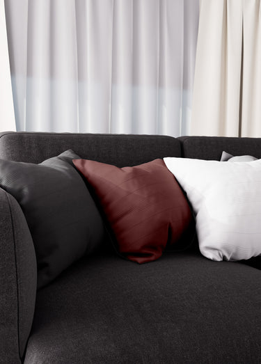Housse de coussin bachette coton, motif lignes Brique