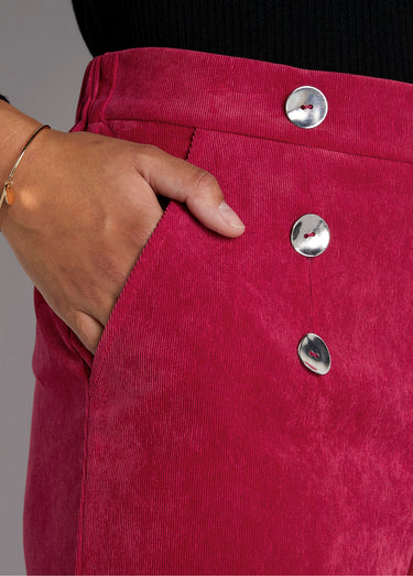 Pantalon large velours milleraies effet pont Rouge
