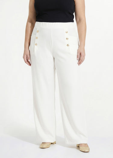 Pantalon effet pont taille élastiquée Blanc