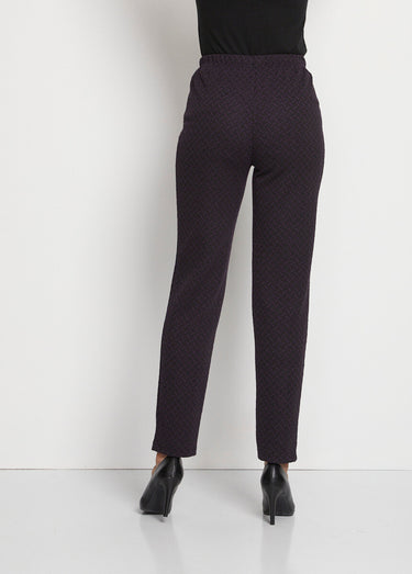 Legging droit ceinture élastiquée avec laine Prune/Noir