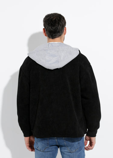 Blouson à capuche effet de superposition Noir