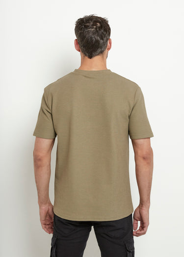 T-shirt col rond épais maille texturée Kaki