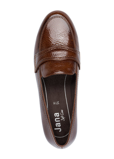 Mocassins vernis chic avec bout amande Mocca