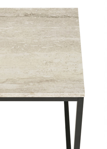 Table basse travertin, structure acier Noir/Beige
