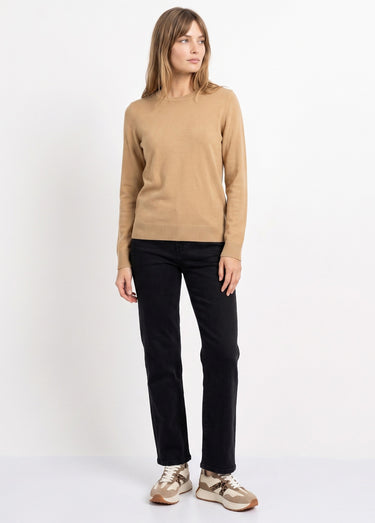 Pull doux col rond manches longues Camel