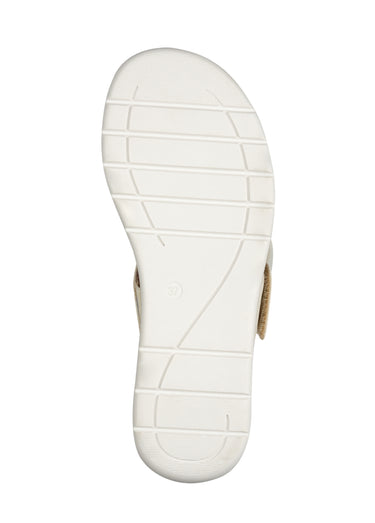 Mules 2 brides avec semelle compensée Beige
