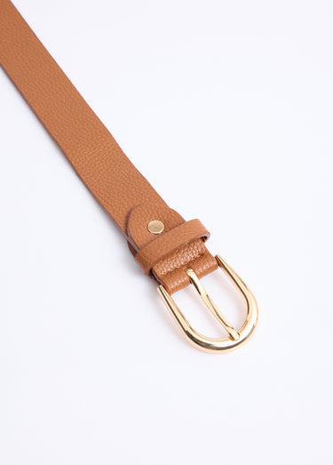 Ceinture en simili cuir aspect grainé Cognac