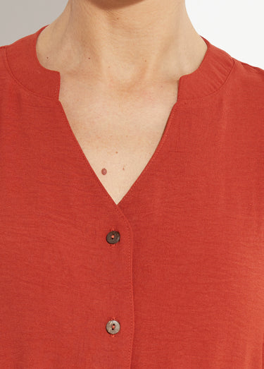 Robe chemisier en crêpe, style ethnique Terracota