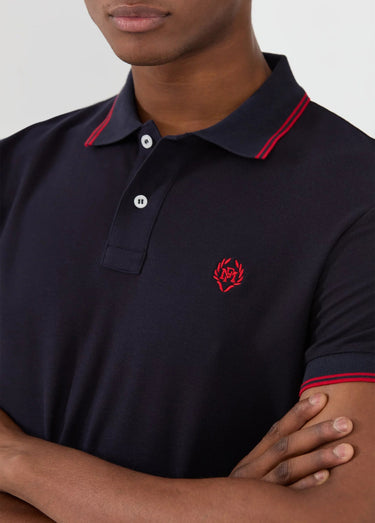 Polo manches courtes détails contrastés Marine