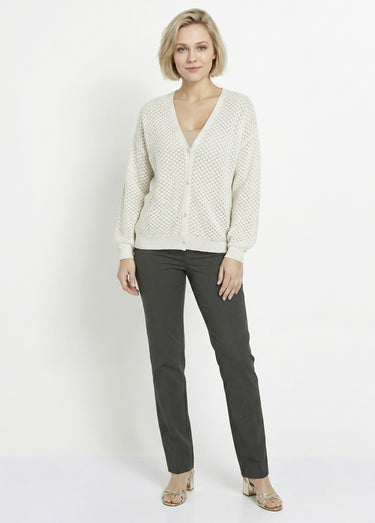 Gilet court boutonné col V manches longues Beige Dore