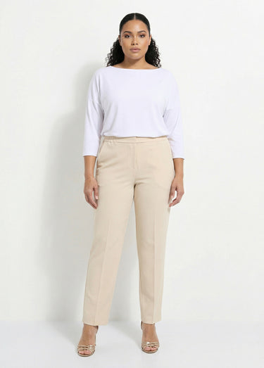 Pantalon droit taille semi-élastiquée Sable