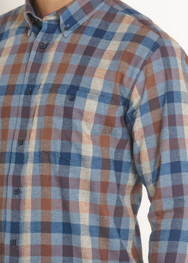 Chemise à carreaux en flanelle chaude Carreaux Beige/Bleu