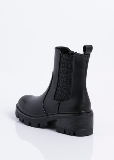 Boots style creepers avec détail léopard Noir