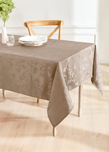 Nappe jacquard damassé végétal Calitex Taupe
