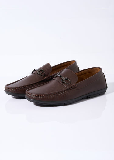 Mocassins aspect grainé, doublés cuir Marron