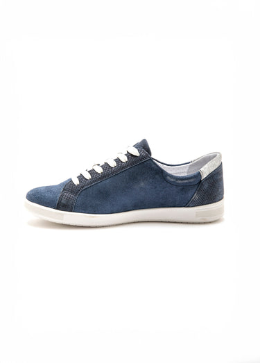 Baskets cuir lacets et zip, semelle confort Bleu