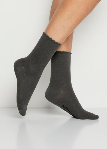 Chaussettes fines motifs ton sur ton Ass Noir/Gris Lot 2