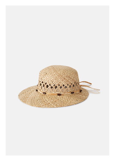 Chapeau en raphia tressé ajouré Naturel