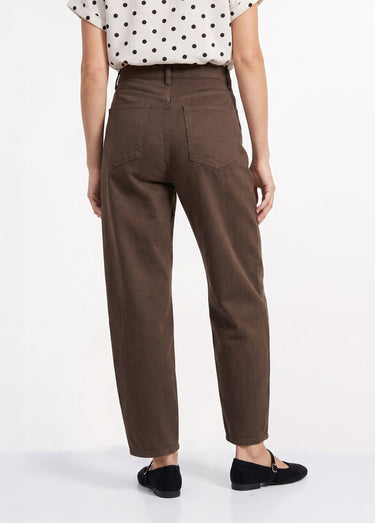 Jean cropped coupe balloon, bas resserré Chocolat