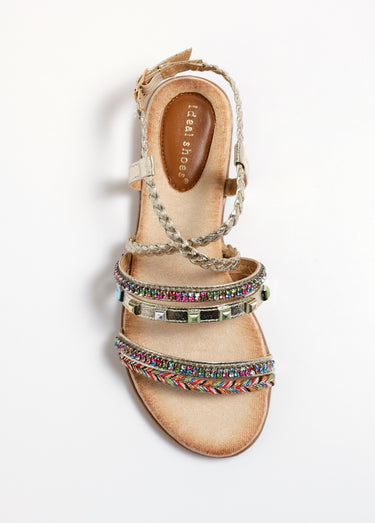Sandales avec brides tressées et strass Dore