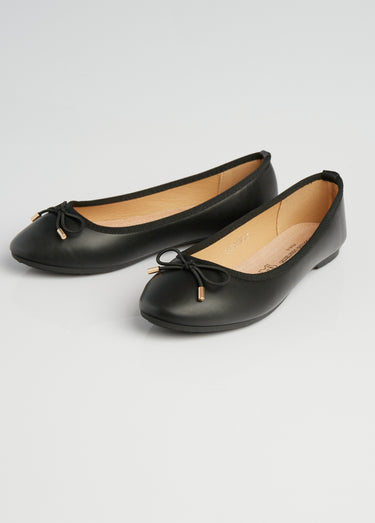 Ballerines talon plat et petit noeud Noir