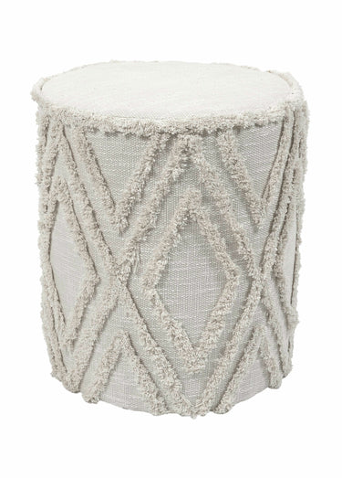Pouf en tissu frangé style ethnique Beige