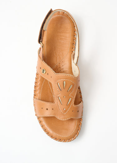 Sandales largeur confort bride scratchée Camel